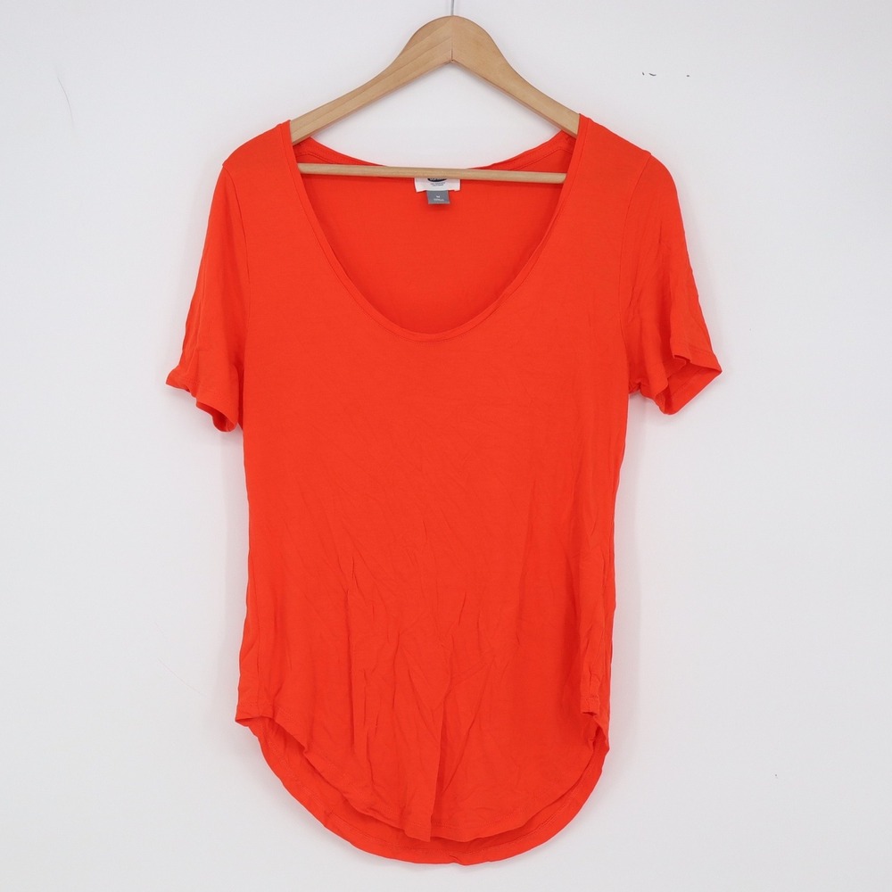 Old Navy T-Shirt Womens M Scoop Neck Orange High-Low Hem Rayon Excellent